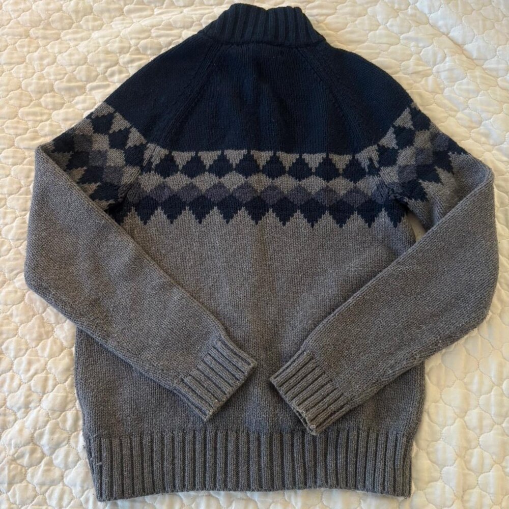 Banana Republic Men’s Grey and Blue Nordic Quarter Zip Wool Blend Sweater Size S - Picture 2 of 7